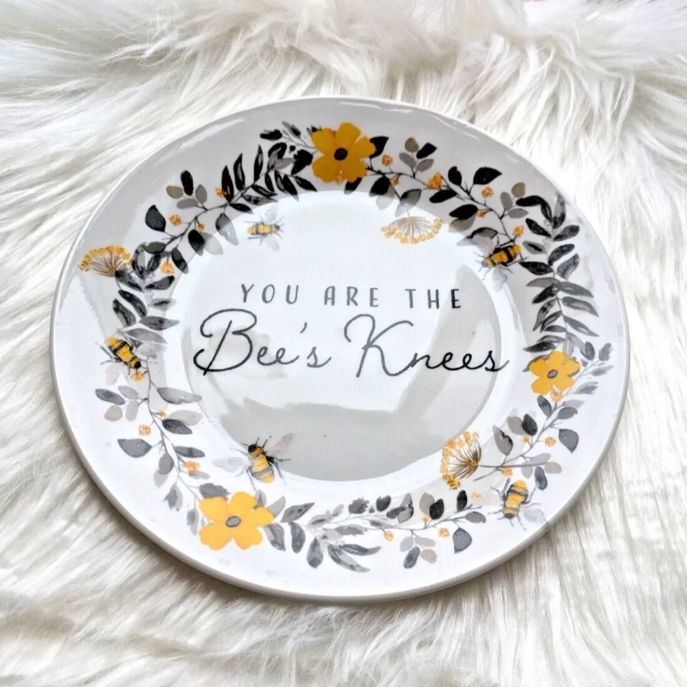 Set of 4 Royal Norfolk Bee's Knees Ceramic Salad Plates 7.5 Beautiful Summer NEW